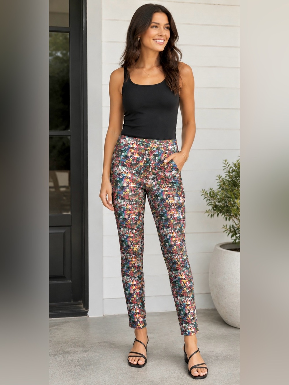 Lisette Montreal Flower Mosaic Slip on Pant